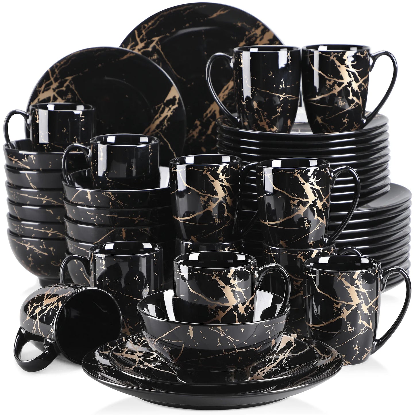 MALACASA Porcelain Dinnerware Set Gold Splash Pattern