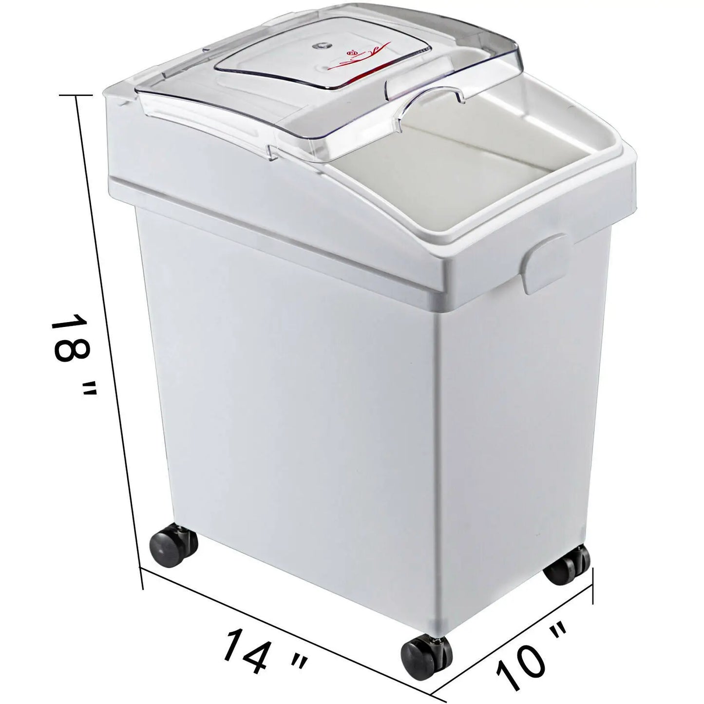 SucceBuy 25L Dry Ingredient Storage Bin with Scoop Caster Dustproof Rice Flour Soybeans for Restaurant Kitchen Commercial