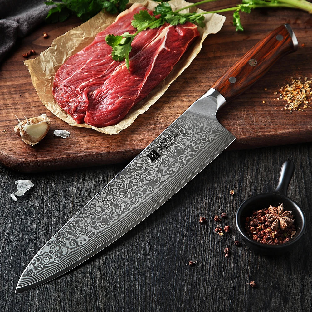 XINZUO Japanese Damascus 67 Layer Gyuto Chef Knife with Rosewood Handle for Everyday Cooking