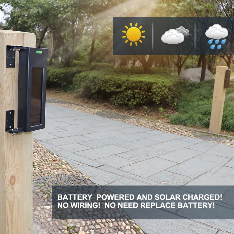 HTZSAFE Solar Beam Sensor Driveway Alarm System With 400m Wireless Range And 60m Sensor Range