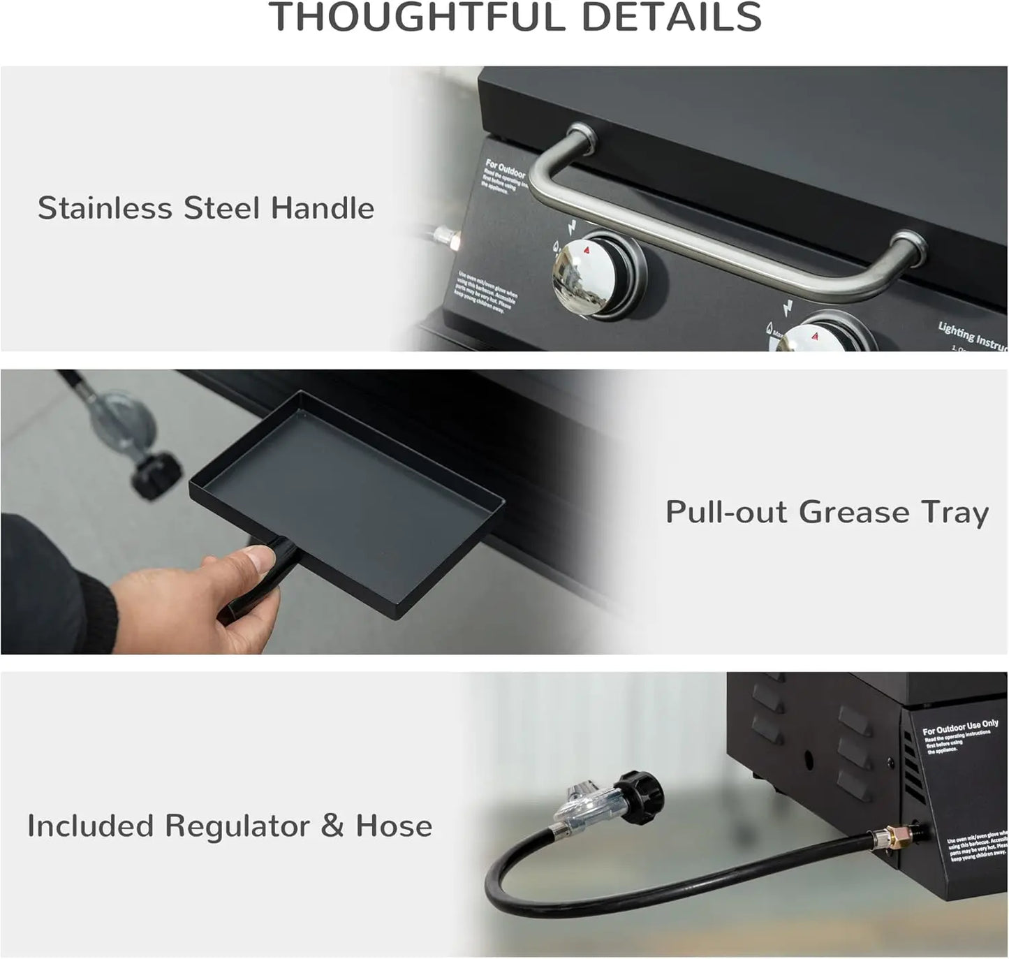 XMSJ Two Burner Propane Gas Grill Outdoor Portable Tabletop BBQ with Foldable Legs and Thermometer