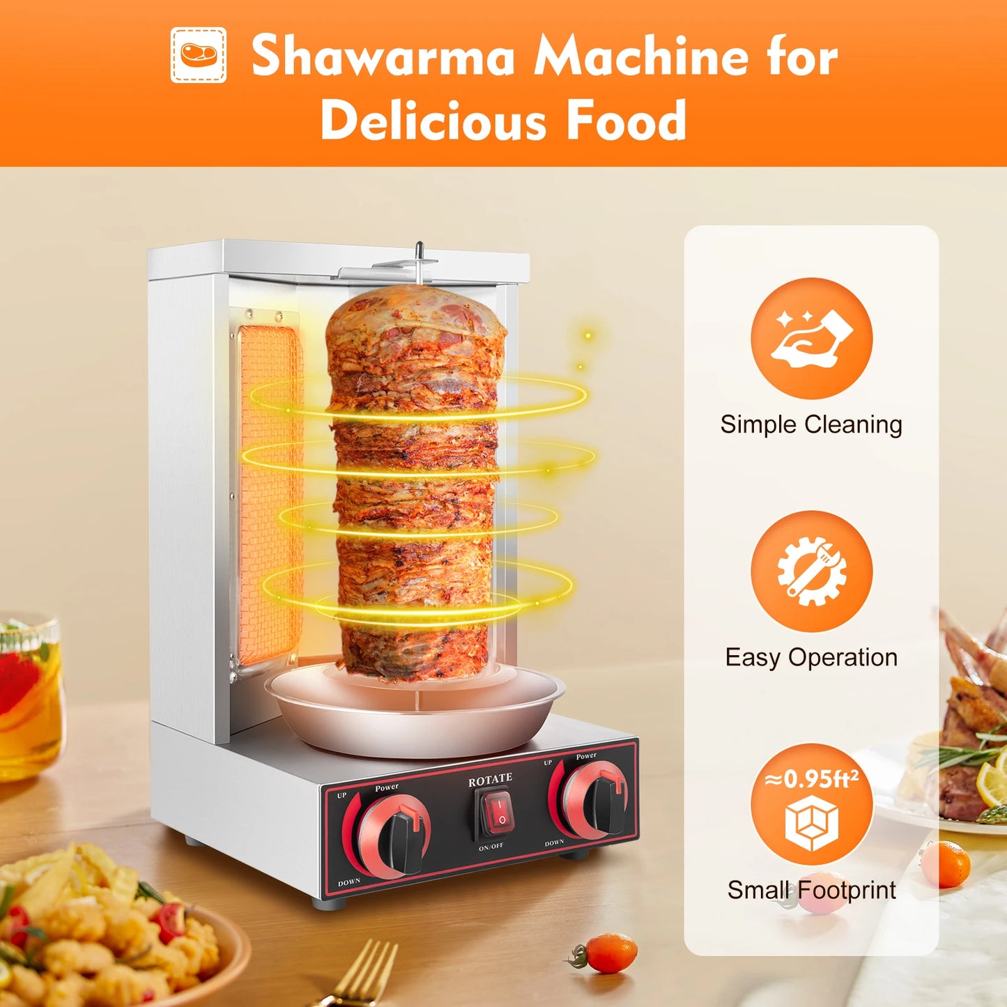 3000W Doner Kebab Machine Gas Electric Vertical Oven