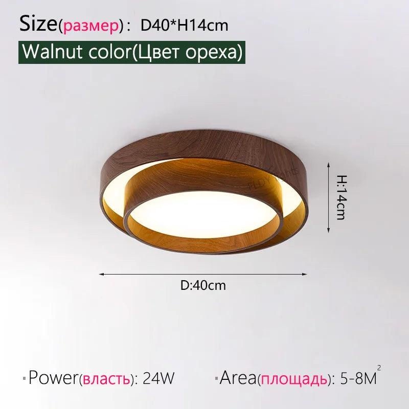 Menvix Nordic Walnut Wood LED Ceiling Chandelier for Living Dining Room Balcony Bedroom Lamp Home Decor Indoor Lighting Fixture