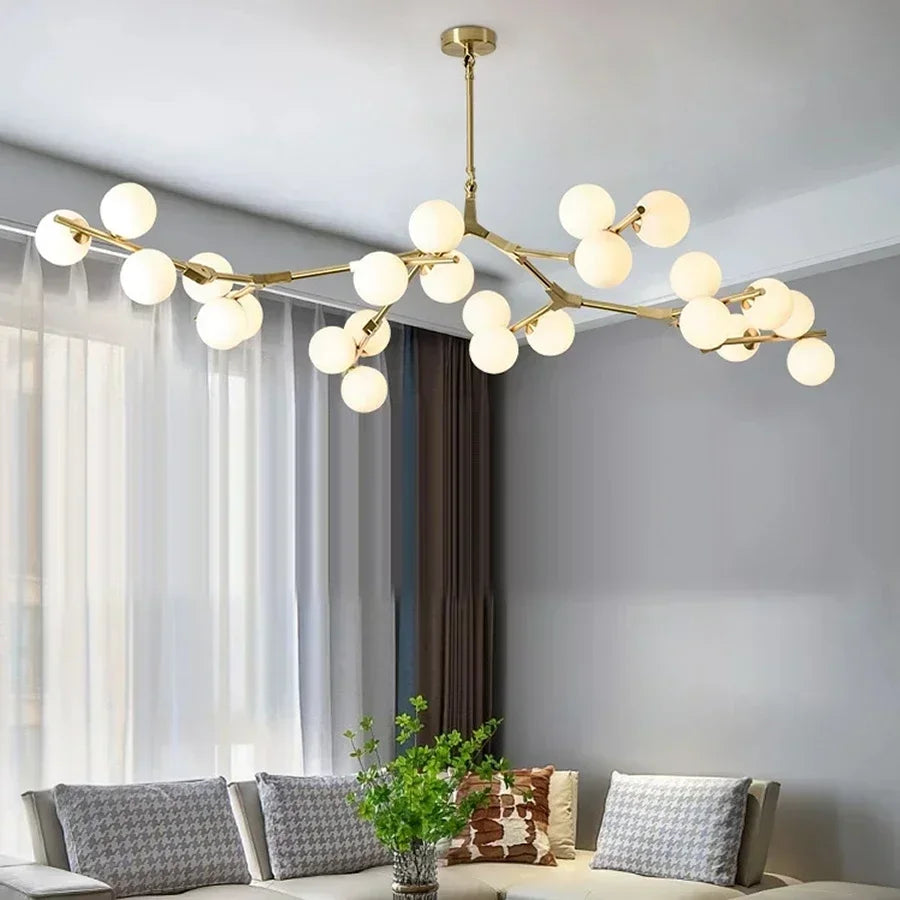 Post Modern Glass Balls LED Pendant Lights Branches Style Chandelier