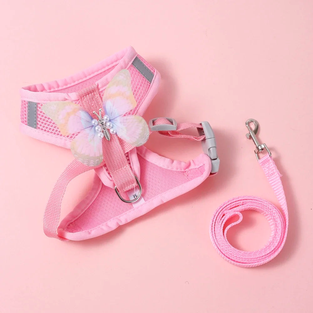 Butterfly UltraBreathable SuperExtraLightweight Mesh Dog Harness For Small Dogs Leash