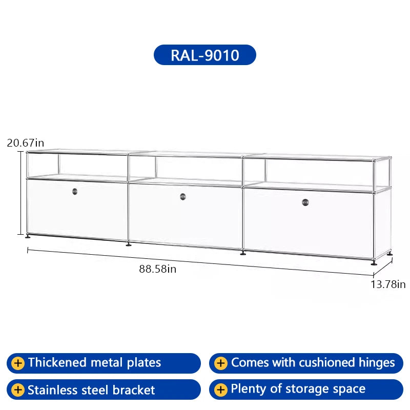 Bigcityfur Premium IndustrialGrade Stainless Steel TV Stand Storage Cabinet LivingRoom
