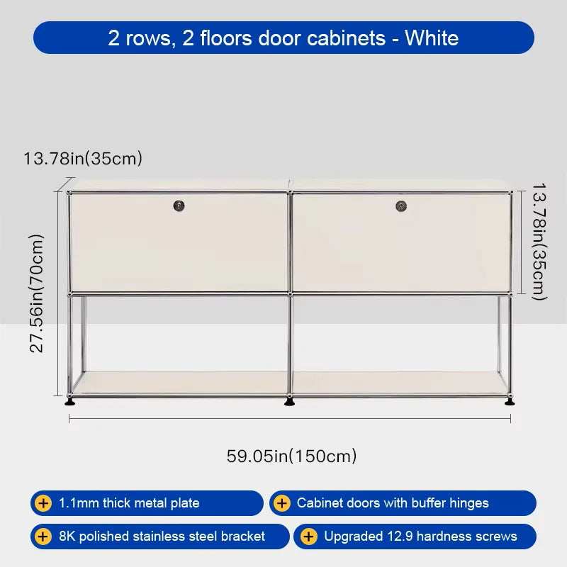 Bigcityfur Stainless Steel Storage Cabinet Modern Metal Sideboard For Bedroom Furniture
