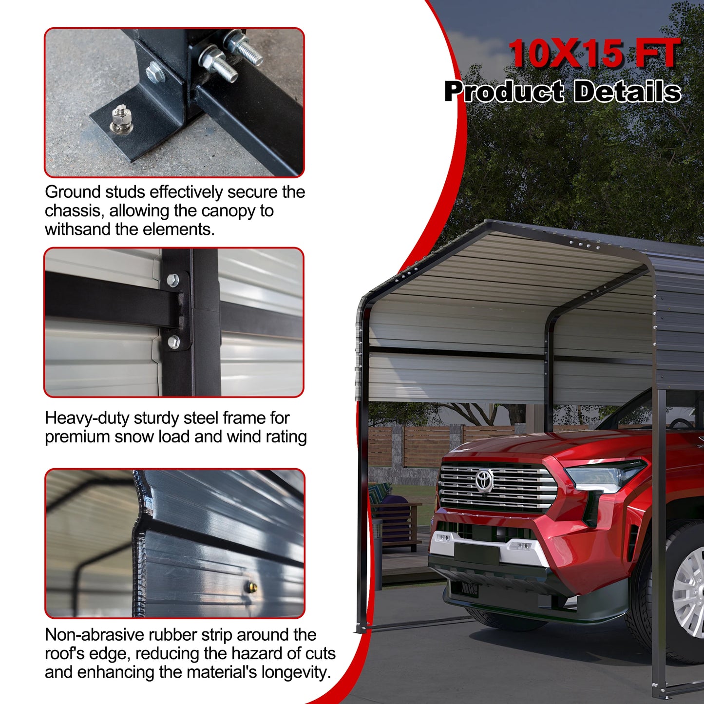 LZBEITEM 13x20 Car Ports Heavy Duty-Prefab Metal Carport with Galvanized Steel Roof Steel Carport Kits Outdoor with Metal Roof