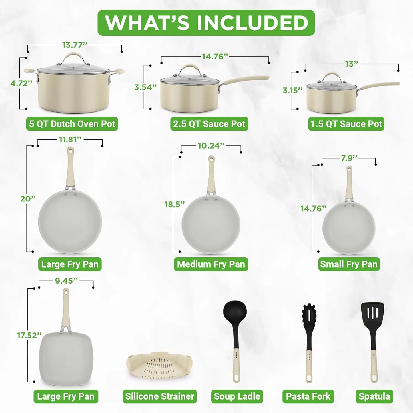 20-Piece Nonstick Bakeware and Cookware Set with Durable Aluminum and Tempered Glass Lids