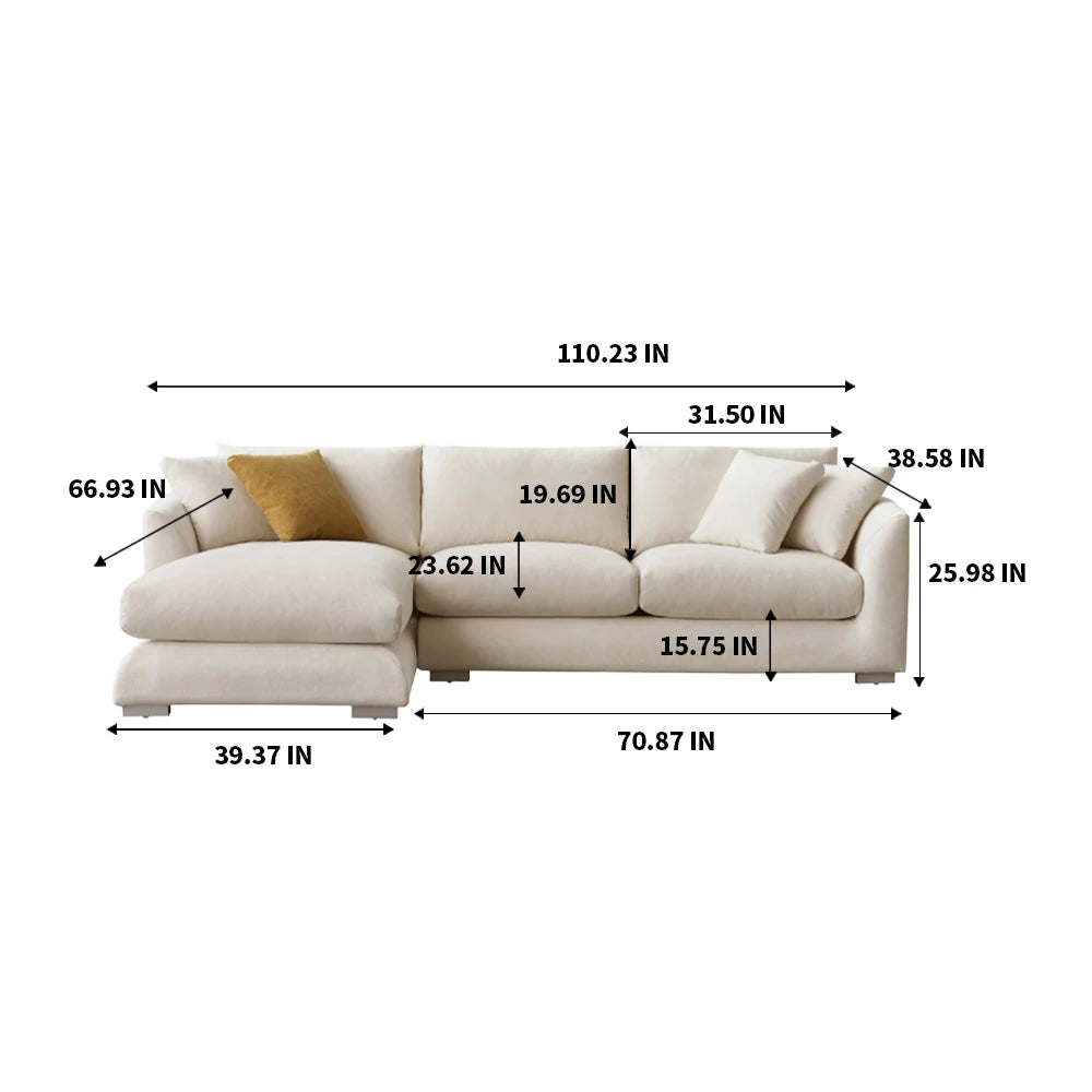 CN Guangdong Cloud Down Filled L Shaped Chaise Sofa