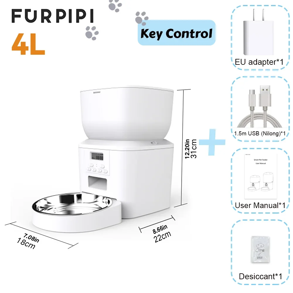 Furpipi Automatic Cat Feeder With Key Control And Time Setting