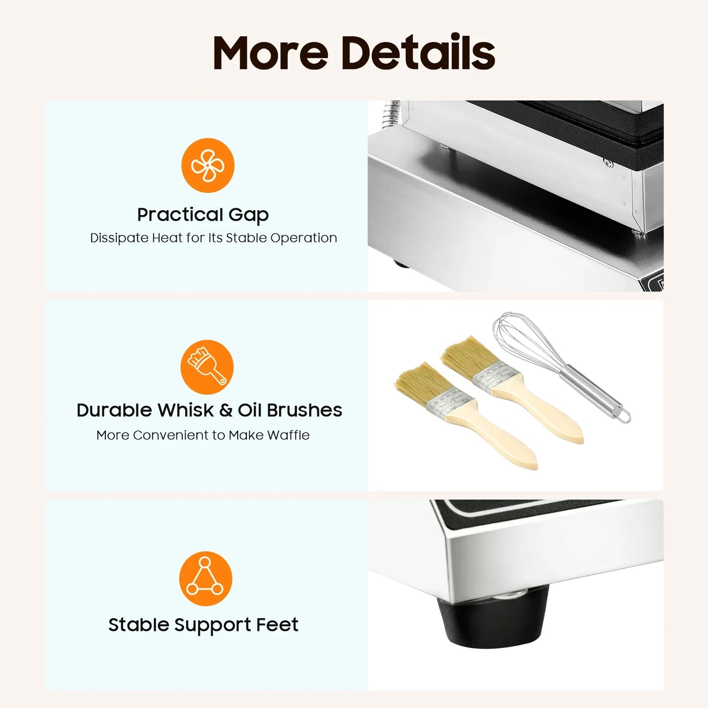 Sweetmile Commercial 4-Grid Electric Waffle Maker