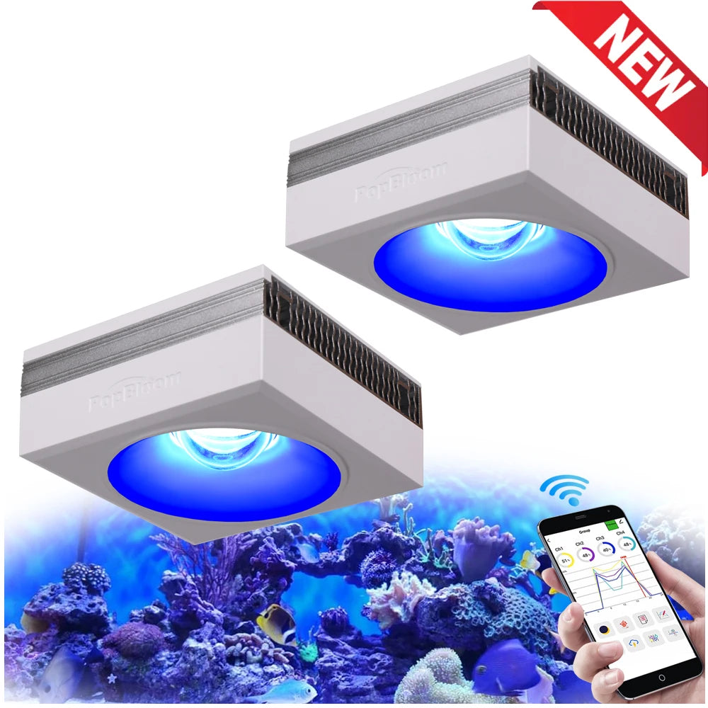 PopBloom RL90 WiFi LED Aquarium Light Full Spectrum AdvancedControl ReefCareSystem