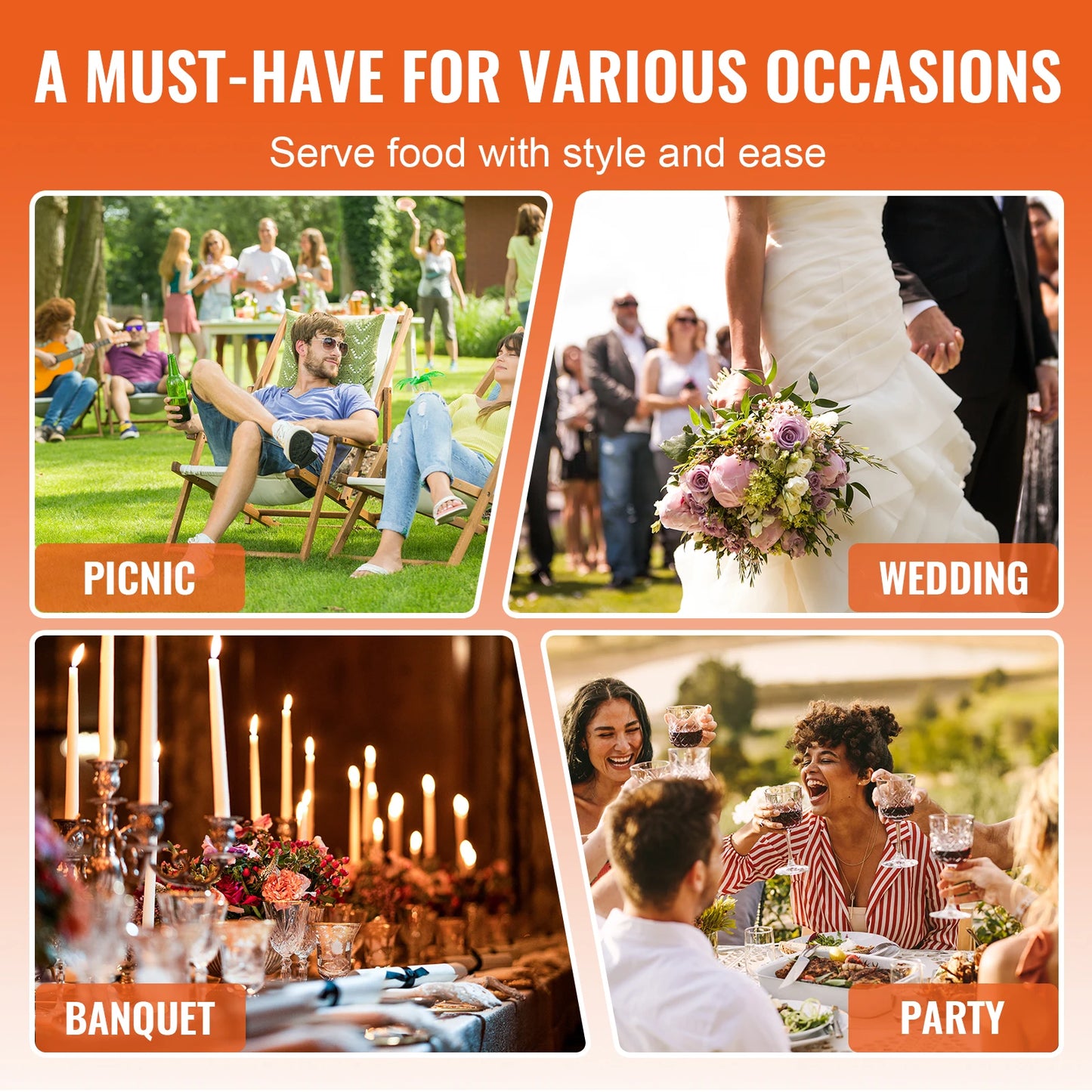 SucceBuy Roll Top Chafing Dish Buffet Set 6 Qt 2 Pack Stainless Steel Chafer with 2 Full Size Pans Round Catering Warmer Server