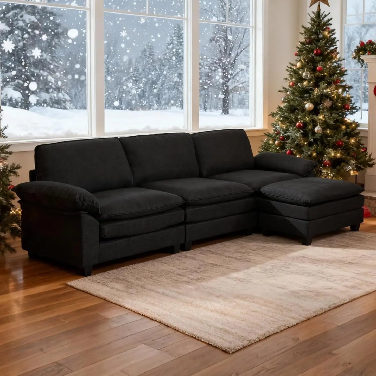 Modular Sectional Sofa With Ottoman Chenille Sleeper Upholstered Furniture