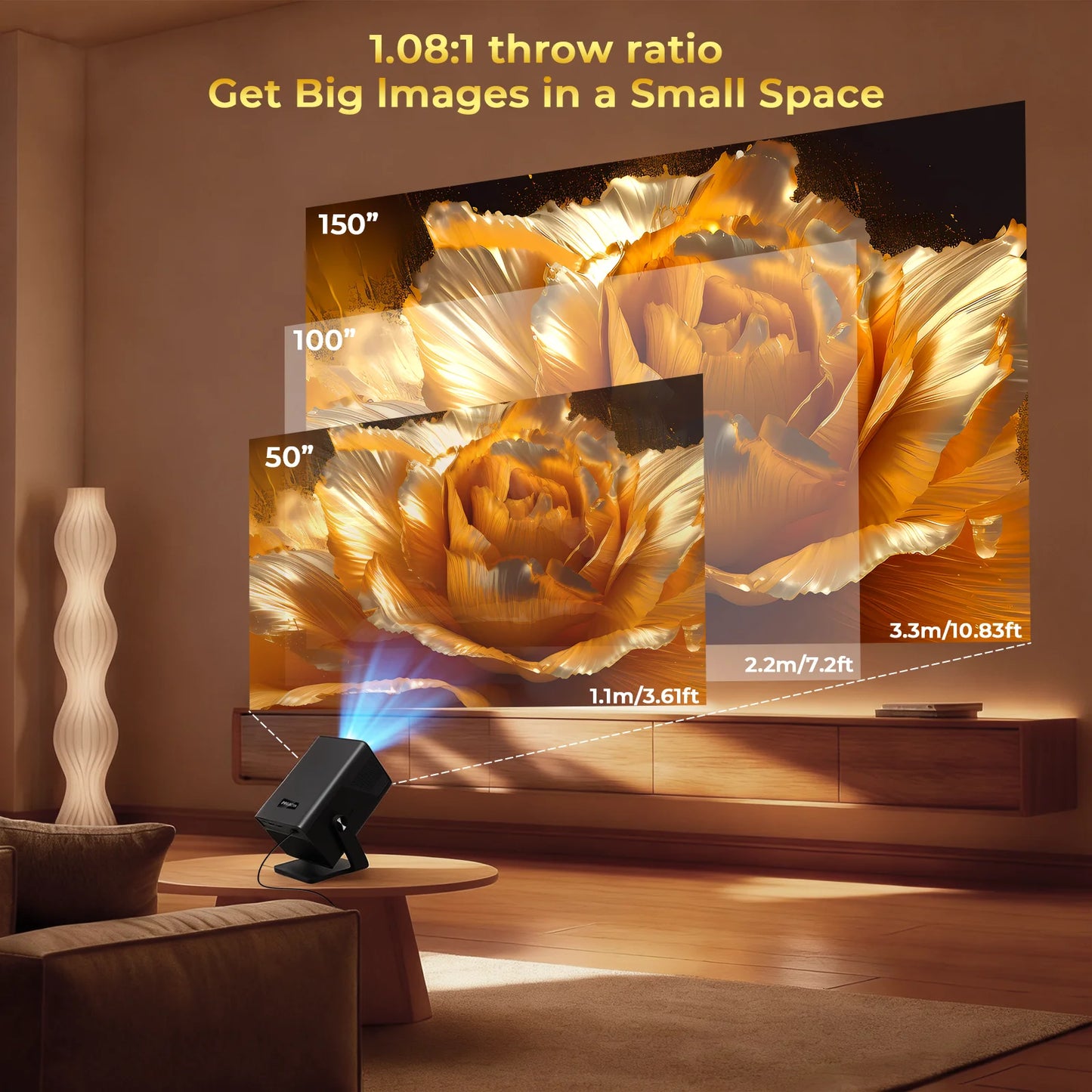 LynCast 8K Projector With Auto Focus Android14 WiFi6 Portable