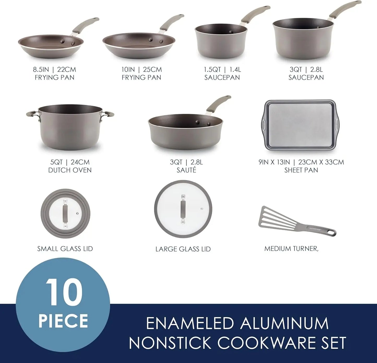 Cook Create Nonstick Cookware Set Ten Piece Durable Kitchen Essentials