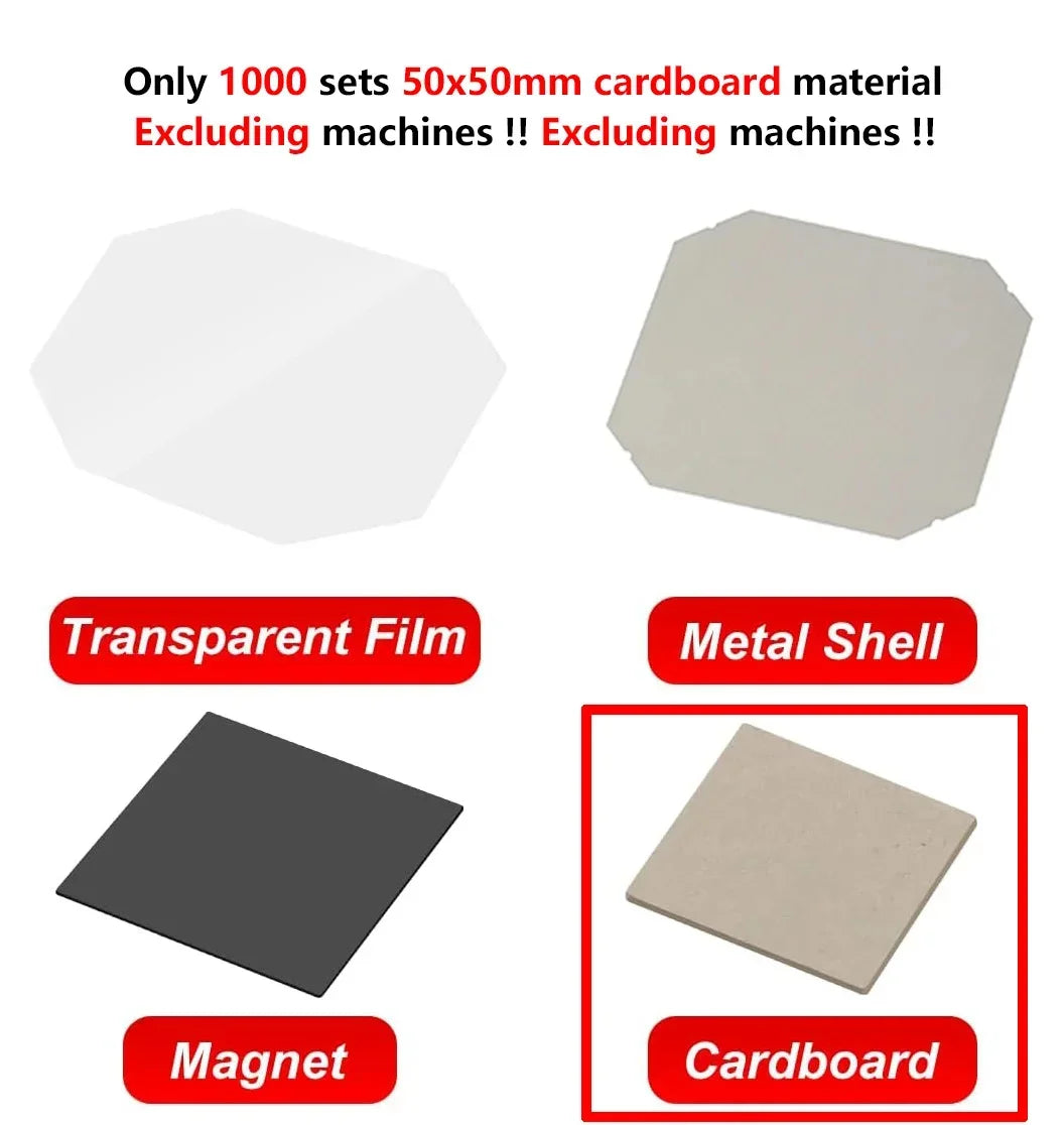 2*2" 2.5x2.5" Fridge Magnet Button Making Machine, 50*50mm Square Refrigerator Magnets Maker Machine+Cutter+100pcs Materials Set