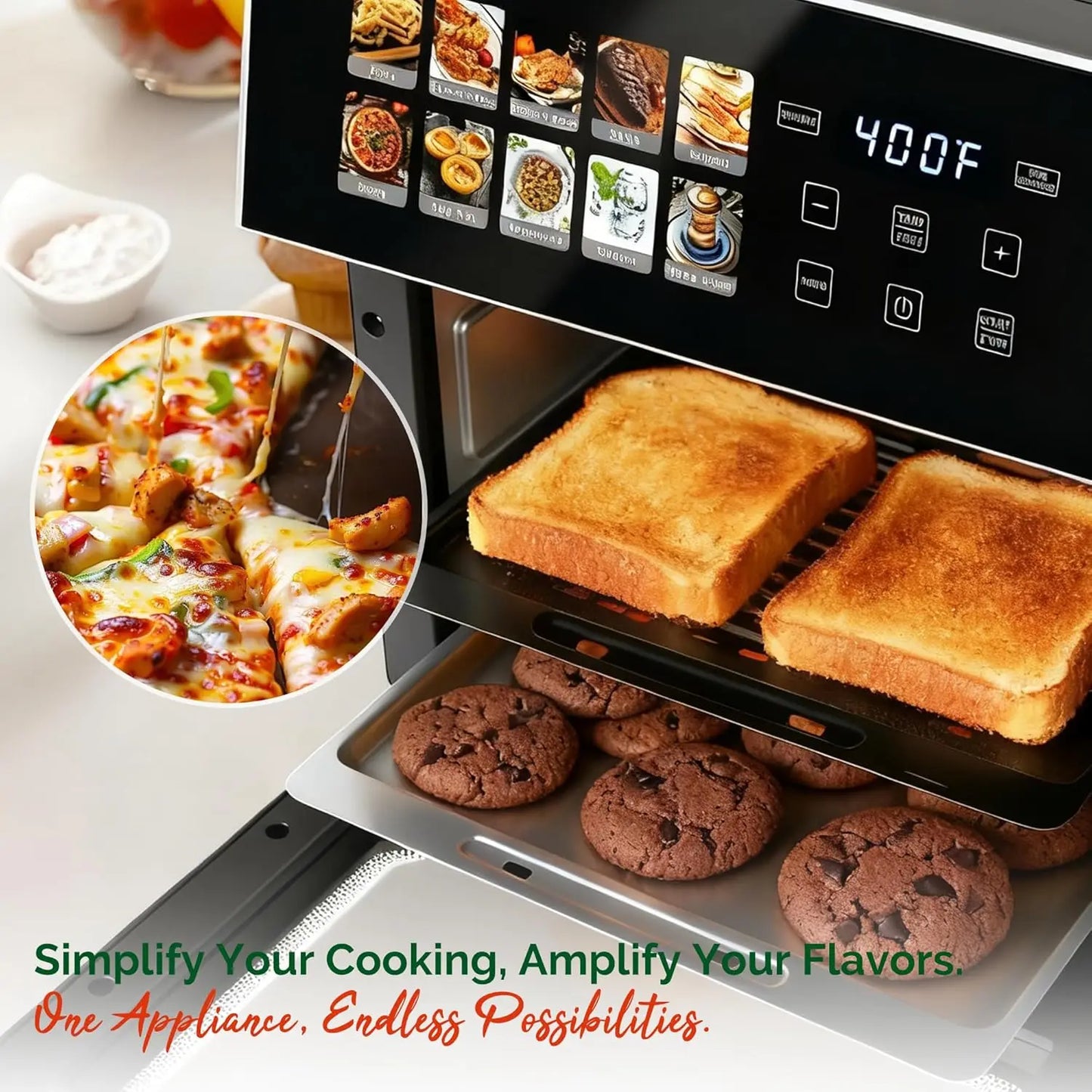 XMSJ Air Fryer Toaster Oven Combo With 10 Presets Pro
