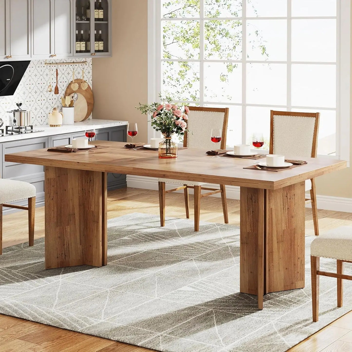 Little Tree Farmhouse Dining Table for Living and Dining Rooms