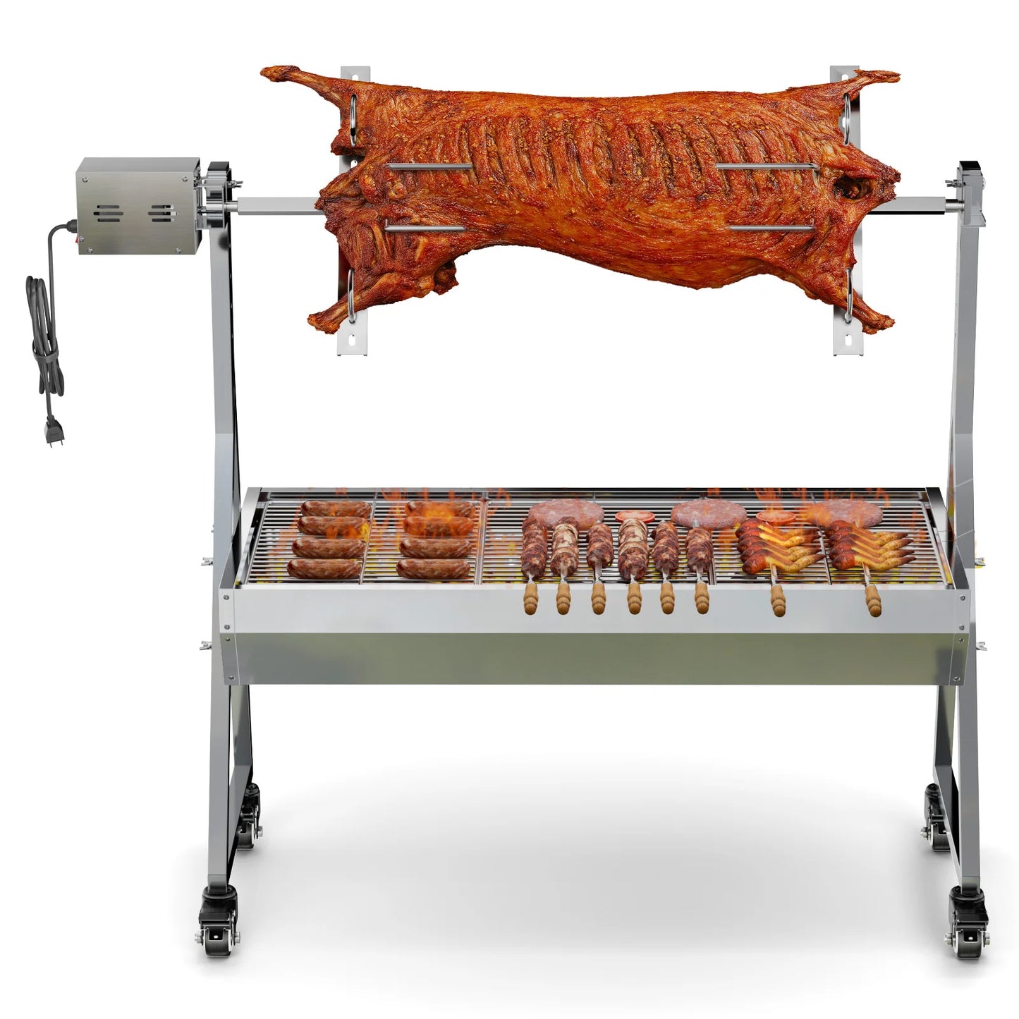 Todays Home Goods Outdoor Rotisserie Grill Roaster Charcoal Stainless Steel