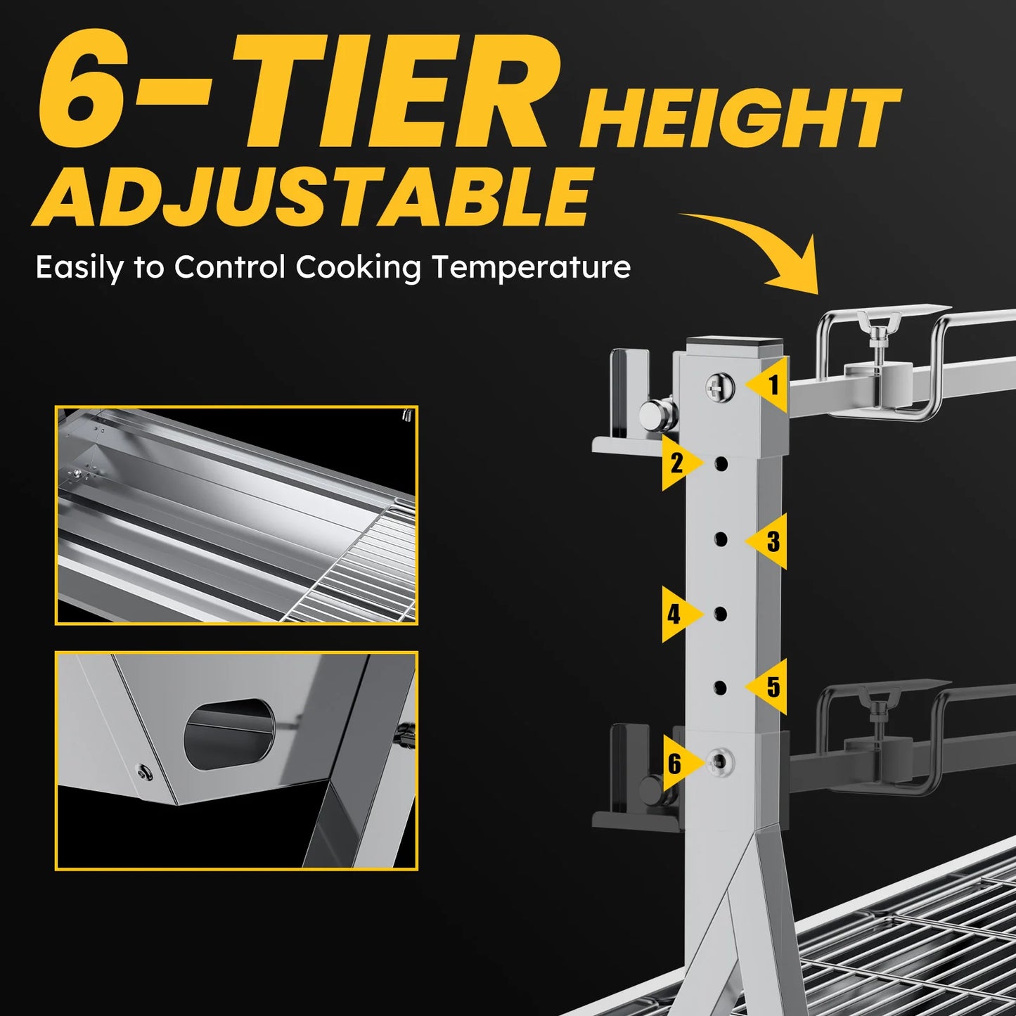 Todays Home Goods Outdoor Rotisserie Grill Roaster Charcoal Stainless Steel