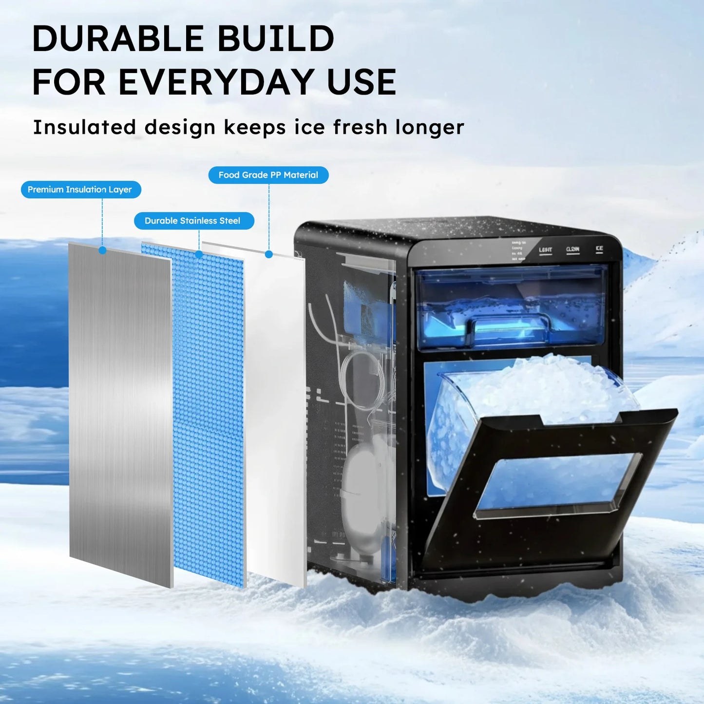 SHICUO Nugget Ice Maker Countertop Self Cleaning Pellet Ice Machine