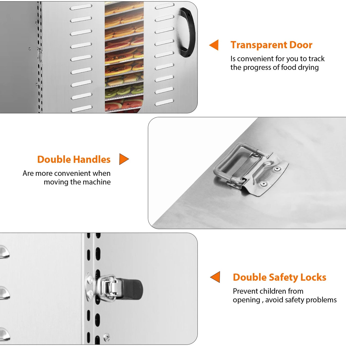 SHICUO 20 Tray Commercial Food Dehydrator Stainless Steel LED Display