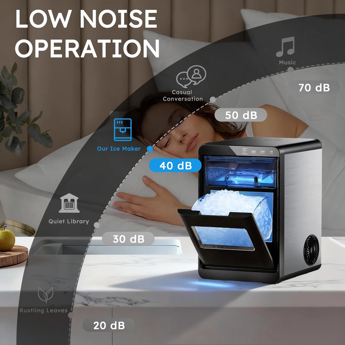 SHICUO Nugget Ice Maker Countertop Self Cleaning Pellet Ice Machine