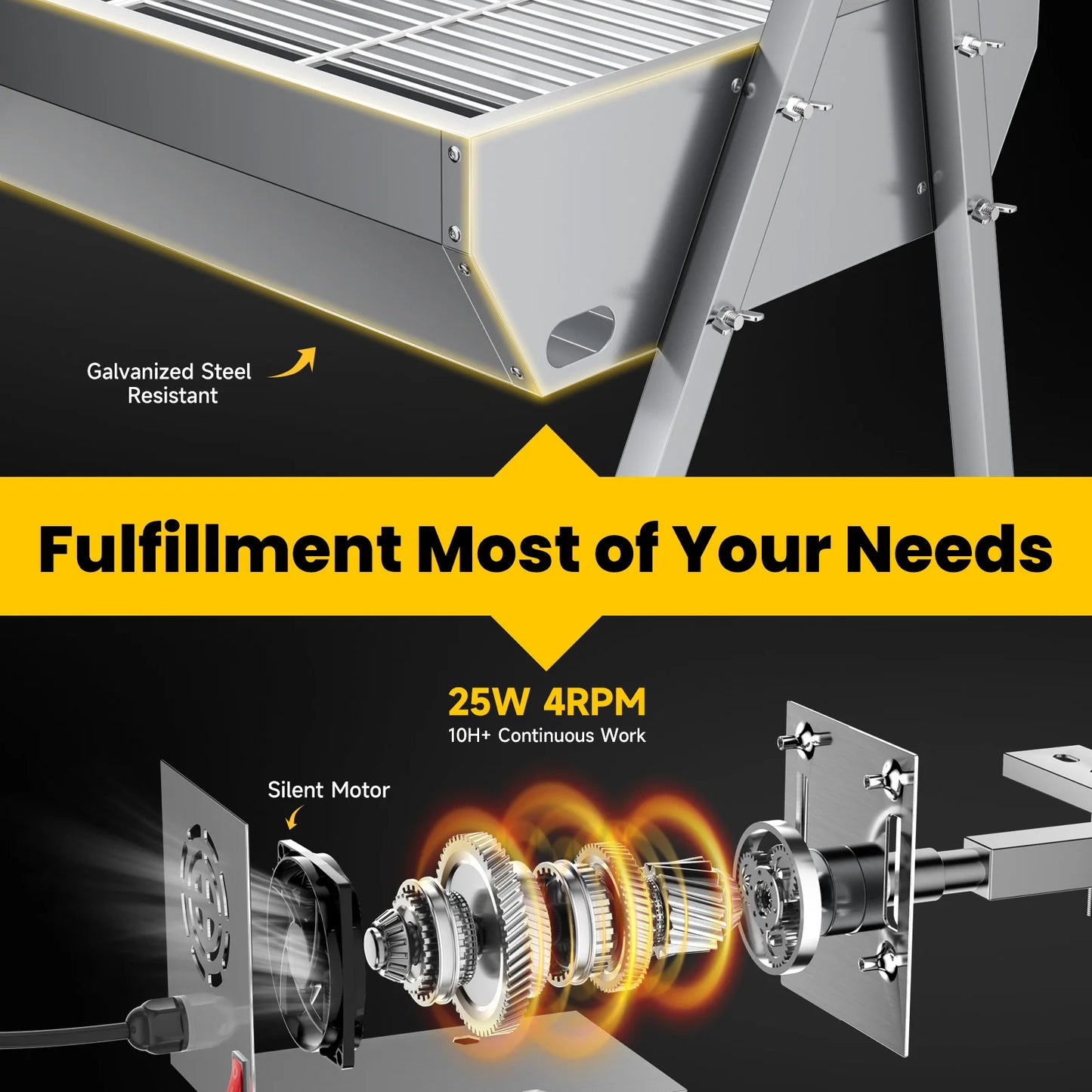 Todays Home Goods Outdoor Rotisserie Grill Roaster Charcoal Stainless Steel