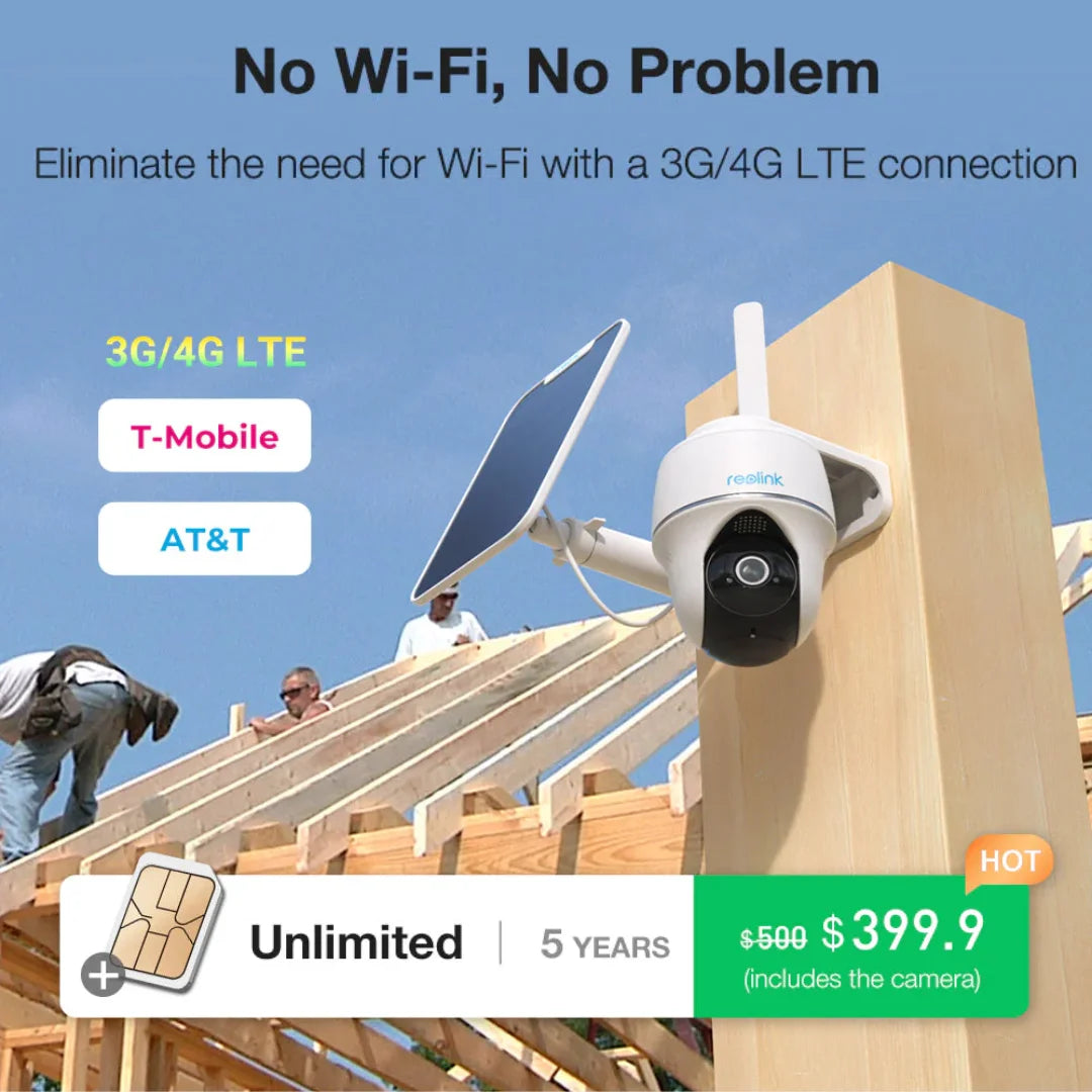 EIOTMART Reolink 4G LTE Outdoor Wireless SurveillanceCamera Bundle ProGrade System