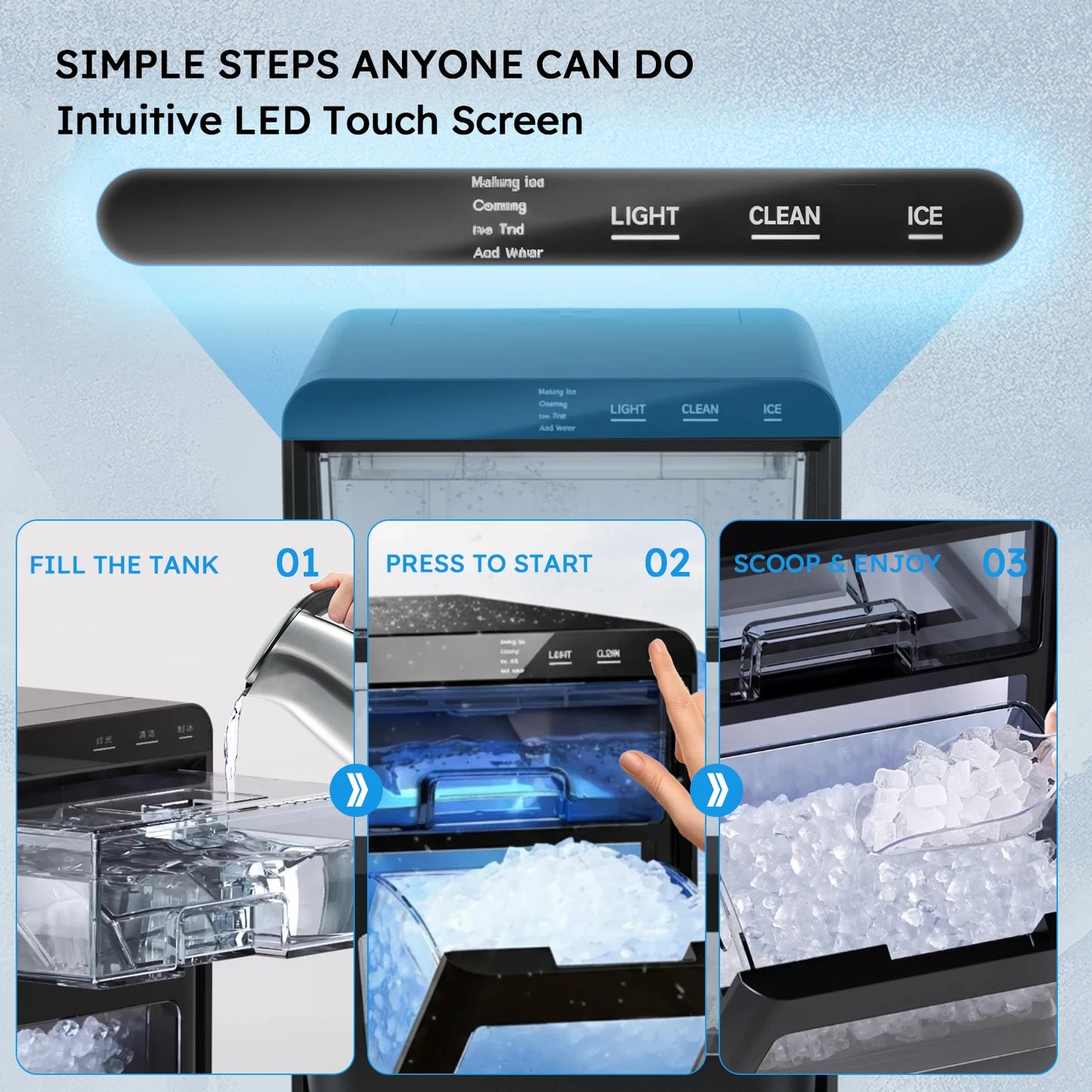 SHICUO Nugget Ice Maker Countertop Self Cleaning Pellet Ice Machine