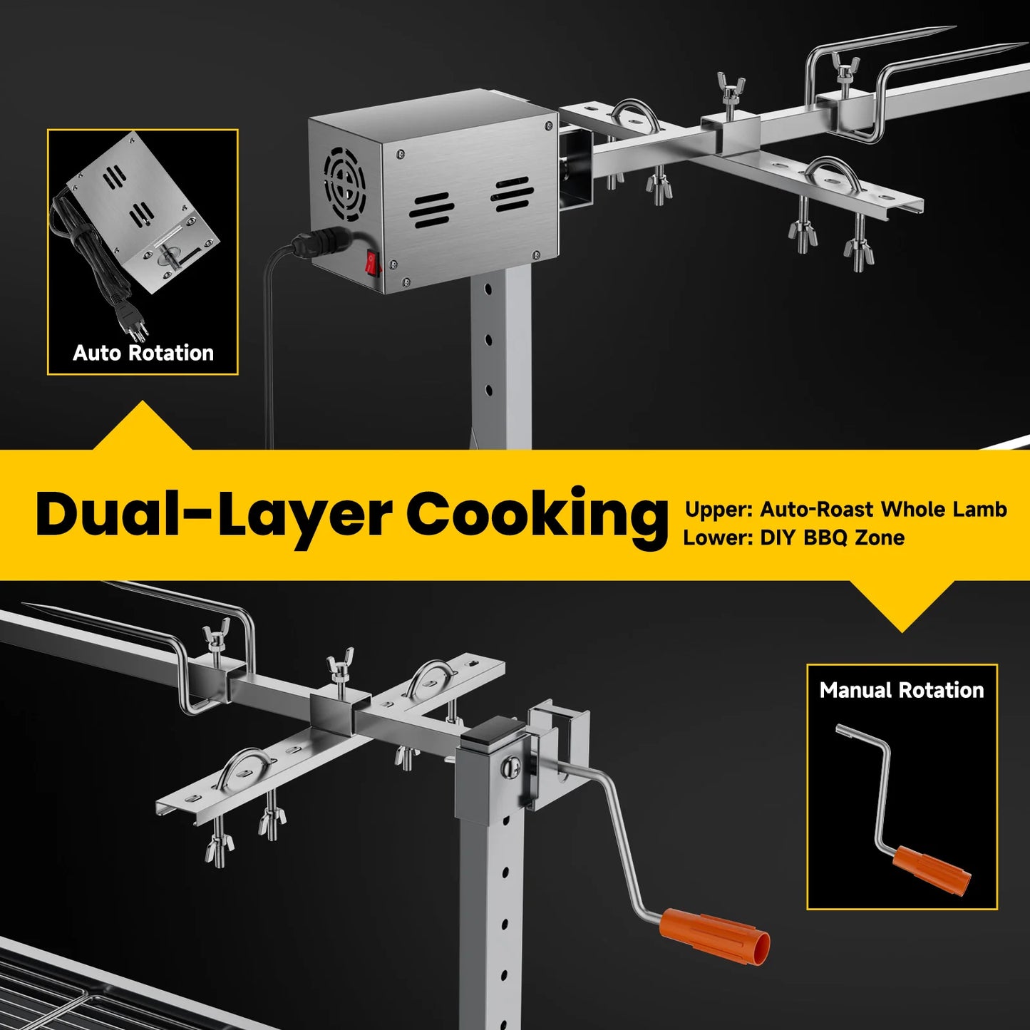 Todays Home Goods Outdoor Rotisserie Grill Roaster Charcoal Stainless Steel