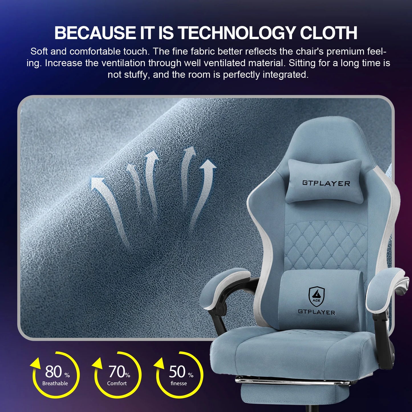 GTPLAYER Gaming Chair With Linkage Armrests And Footrest