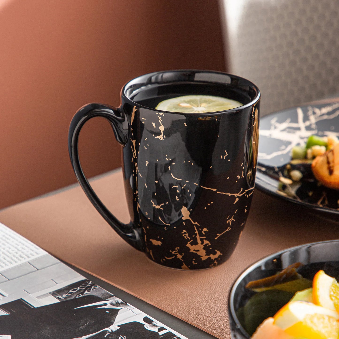 MALACASA Porcelain Dinnerware Set Gold Splash Pattern