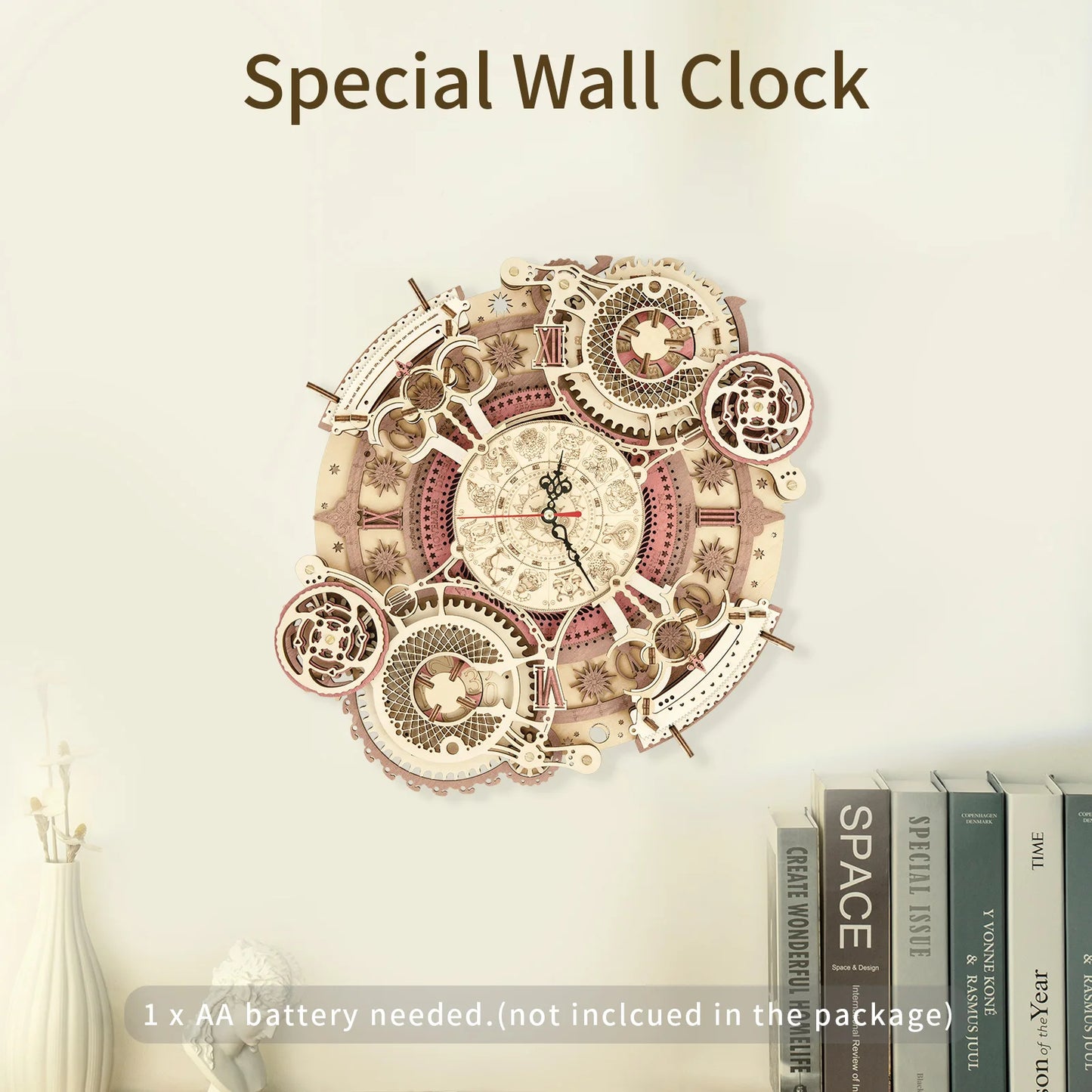 Robotime Steampunk Clock Kit 3D Wooden Puzzle DIY Wall Clock
