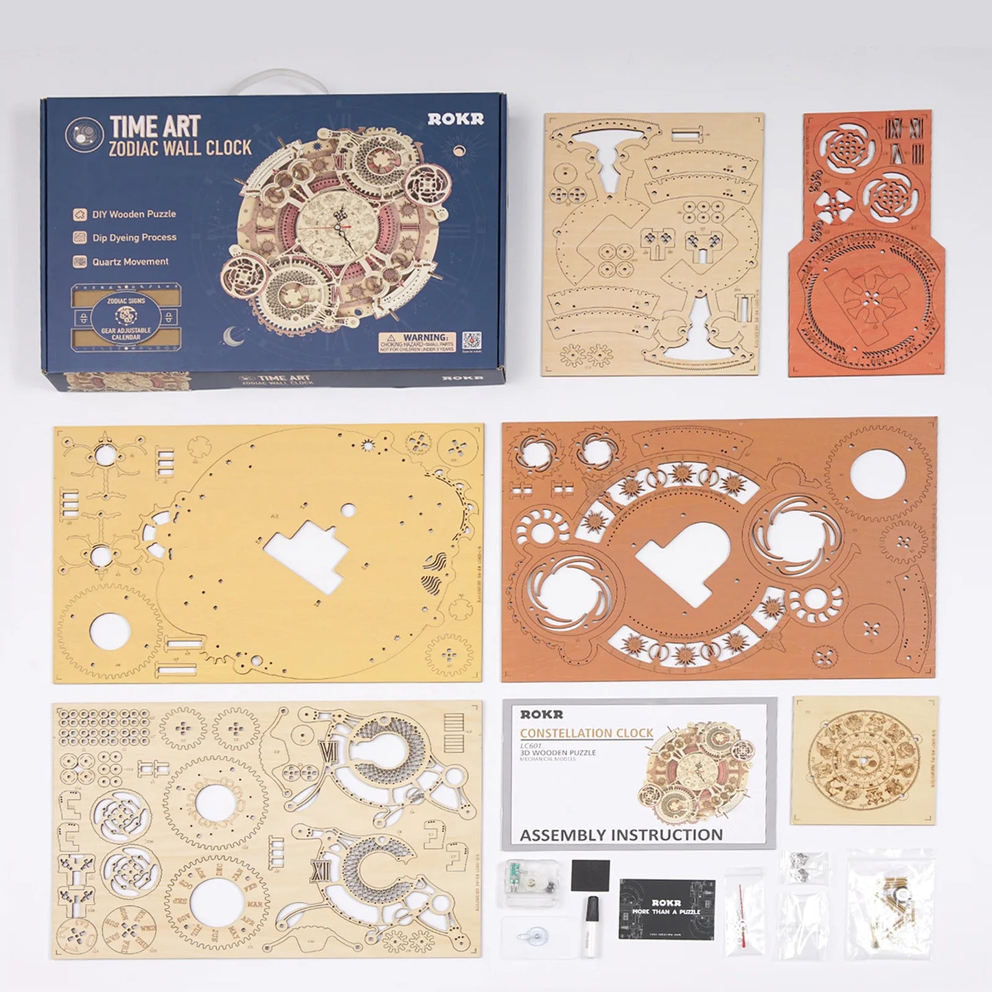 Robotime Steampunk Clock Kit 3D Wooden Puzzle DIY Wall Clock