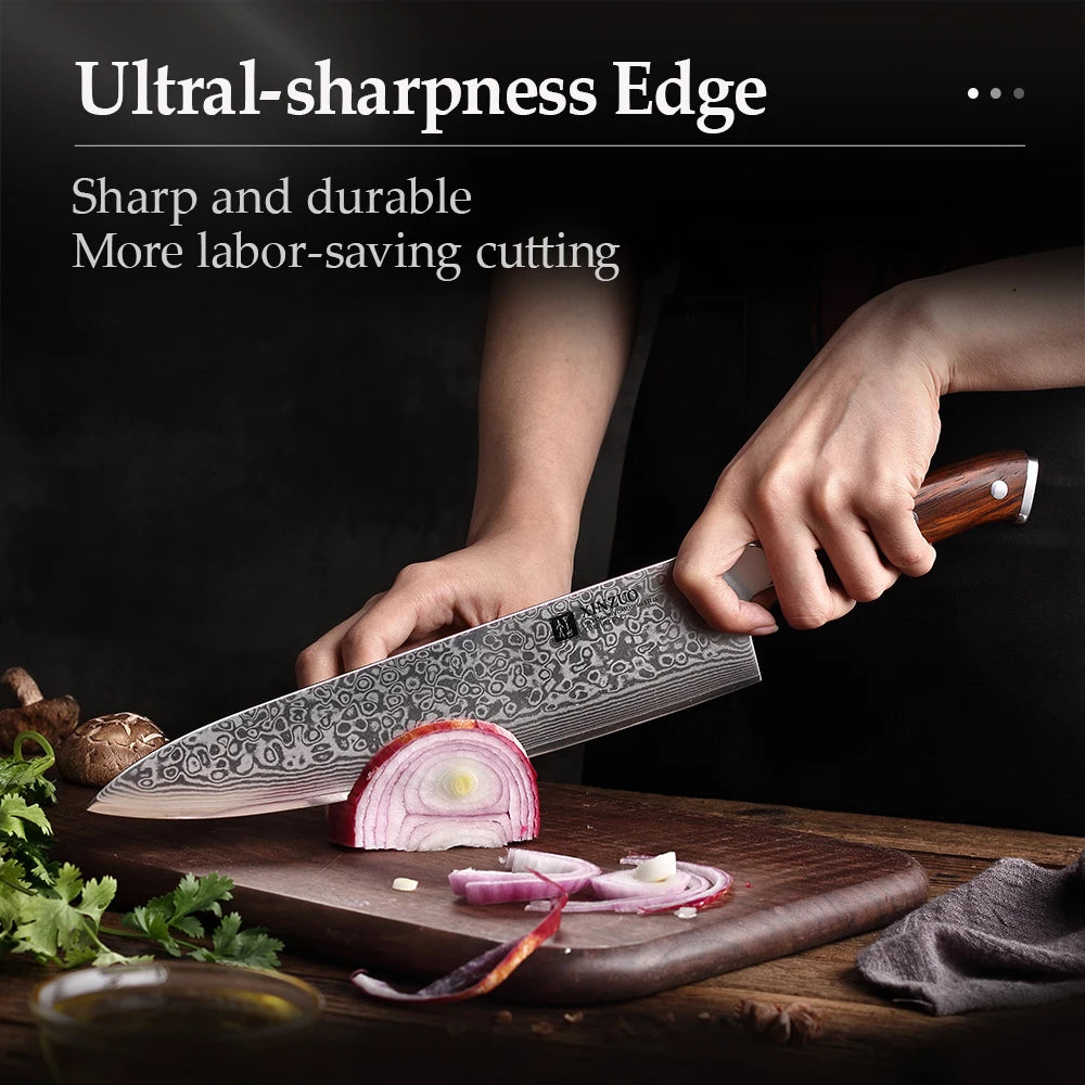 XINZUO Japanese Damascus 67 Layer Gyuto Chef Knife with Rosewood Handle for Everyday Cooking