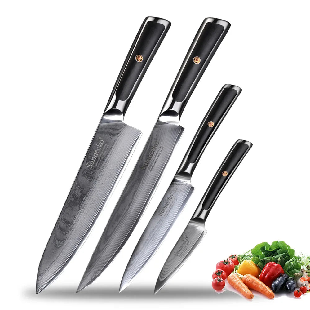 Sunnecko VG10 Damascus Steel Japanese Chef Knife Set