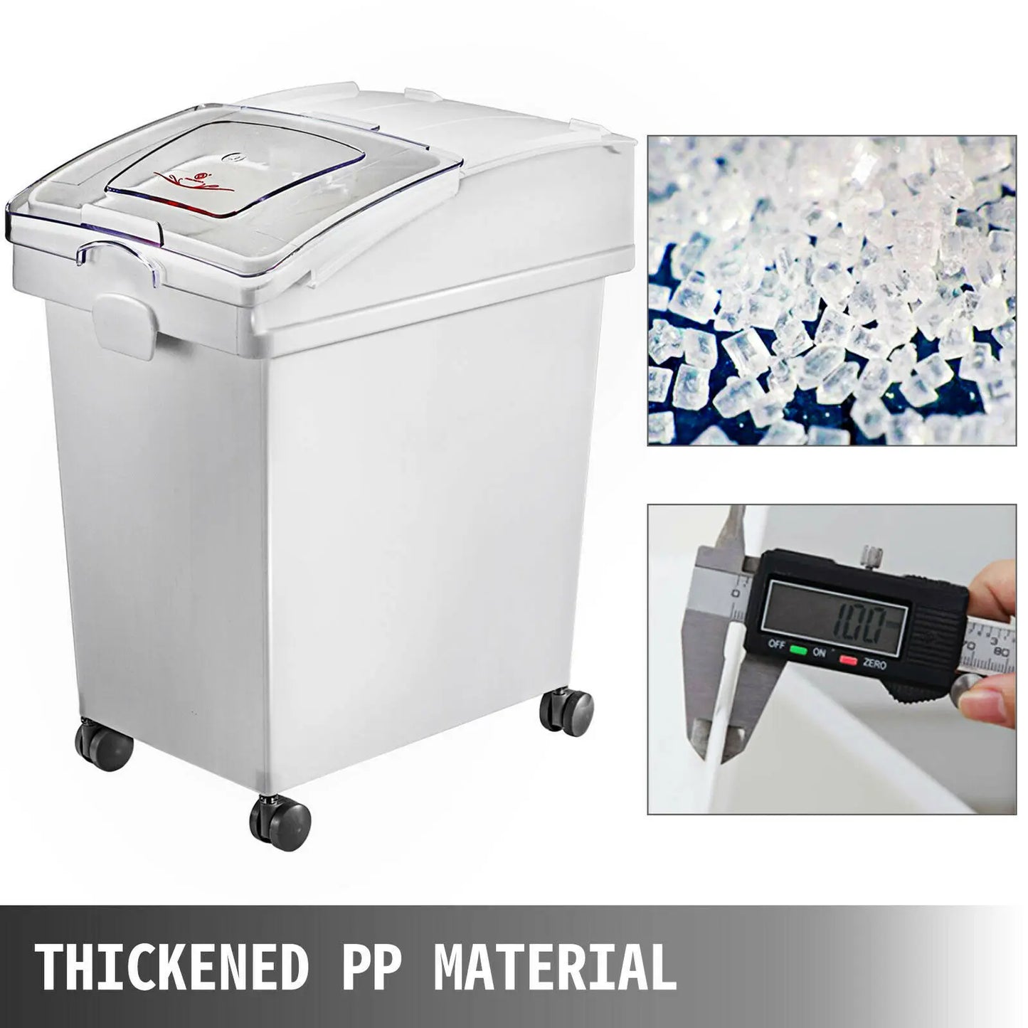 SucceBuy 25L Dry Ingredient Storage Bin with Scoop Caster Dustproof Rice Flour Soybeans for Restaurant Kitchen Commercial