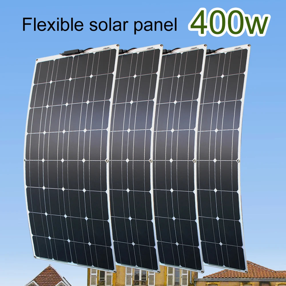 ASUNERGE 400W Durable Waterproof Monocrystalline Solar Panel Kit SystemBundleProPlus