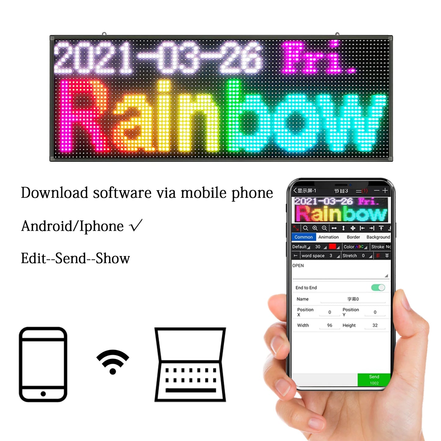 Display Outdoor LED Signboard Wall Mount High Brightness Multi Function