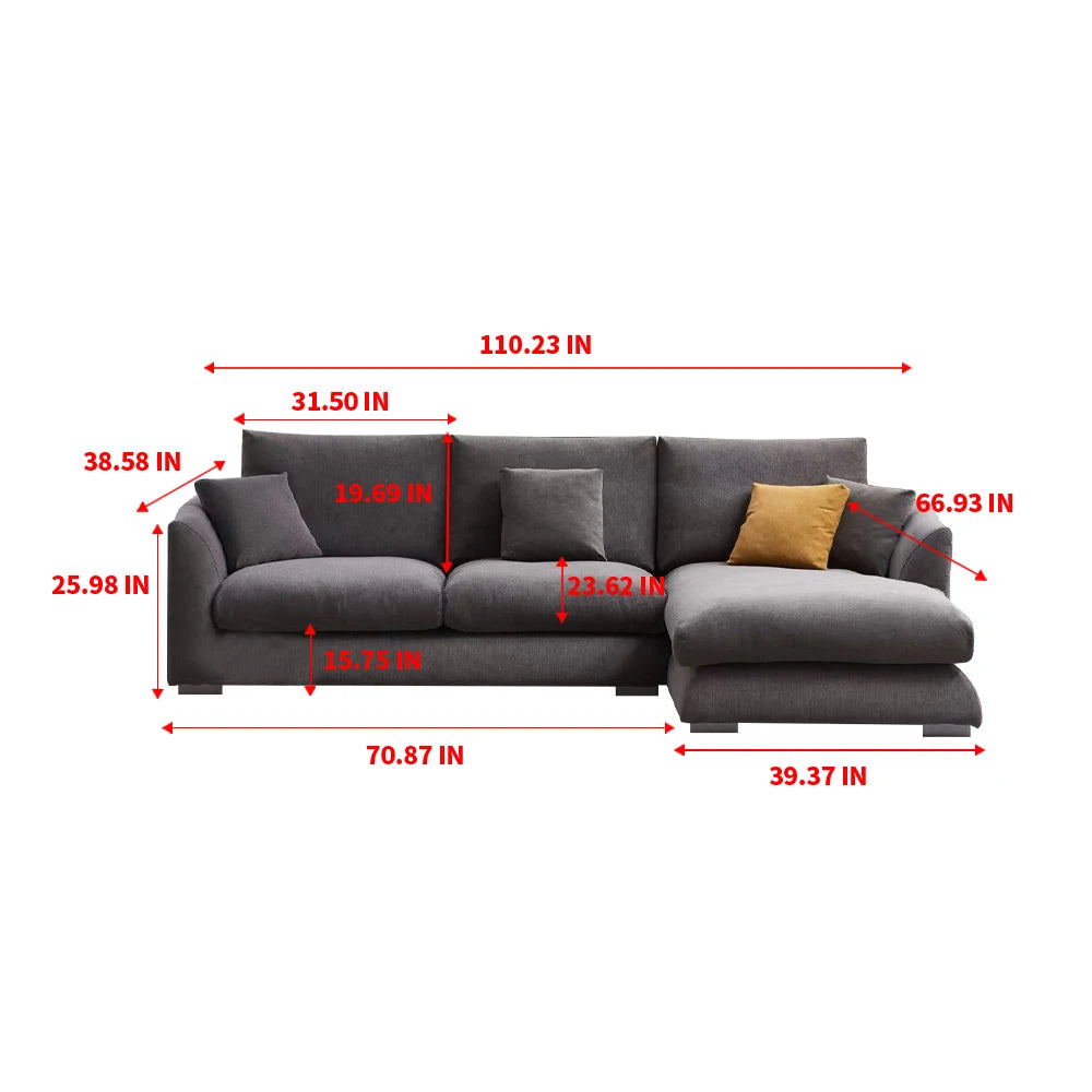 CN Guangdong Cloud Down Filled L Shaped Chaise Sofa