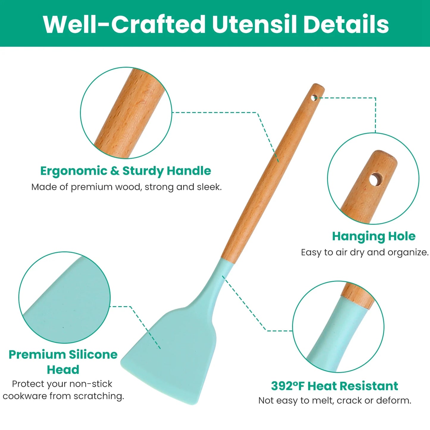 Dinnerware PremiumGrade UltraKitchen Utensils Set With Holder Spatula EggWhisk Deluxe