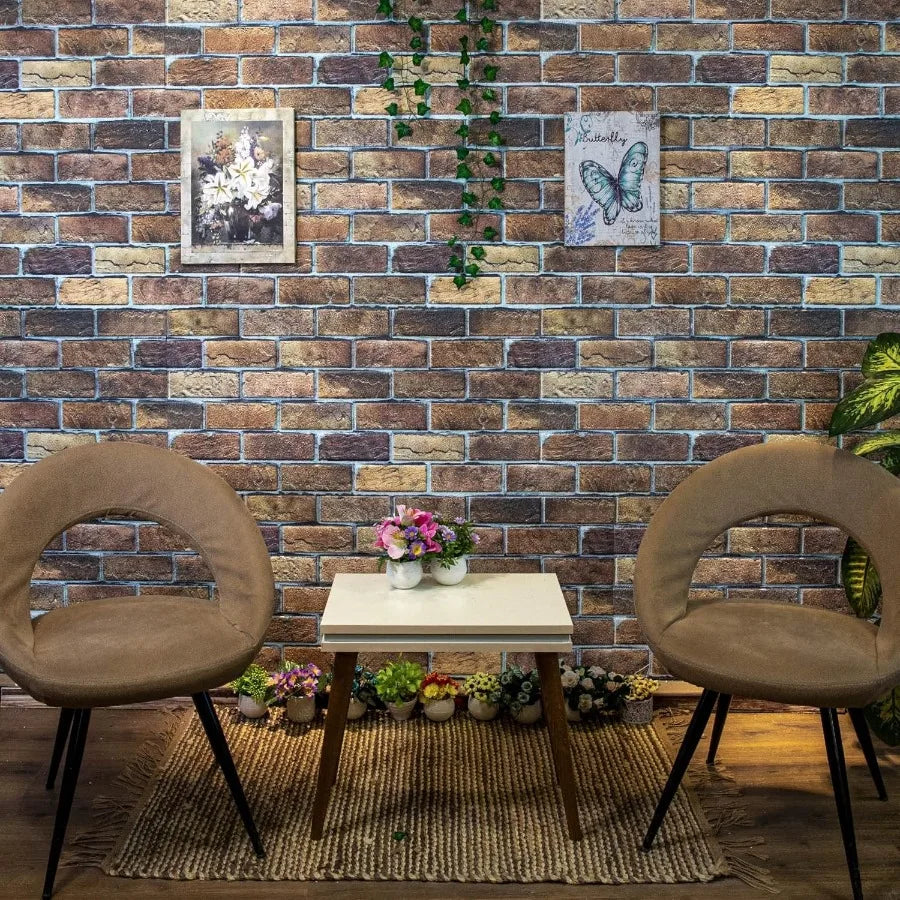3D Wall Panels Faux Brick Cladding Brown Beige Stone Look Wall Paneling Styrofoam Facing for Living Room Kitchen Bathroom Balco