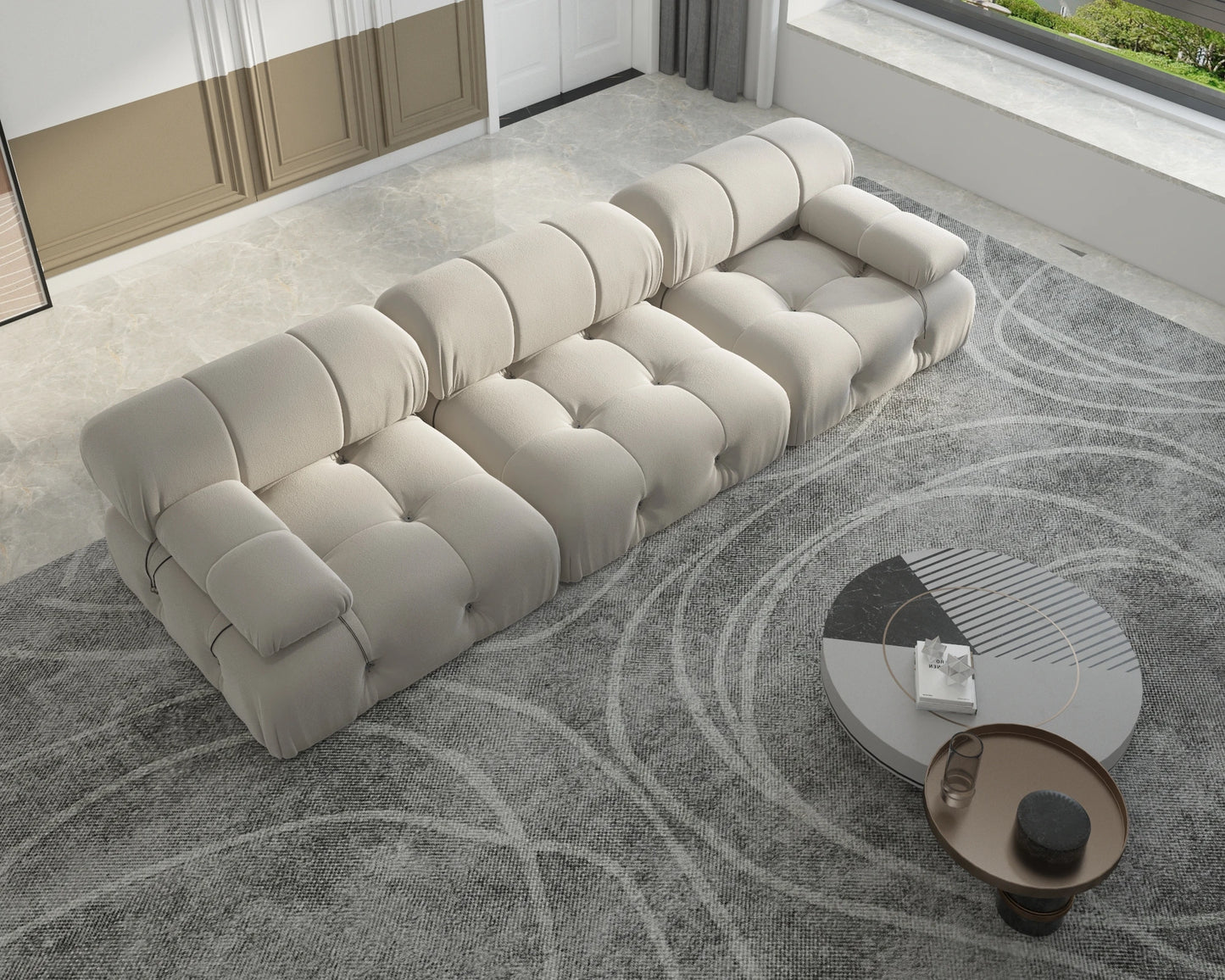 Sdorens Velvet Modular Sectional Sofa Set Convertible 3 Seater For Living Room Office