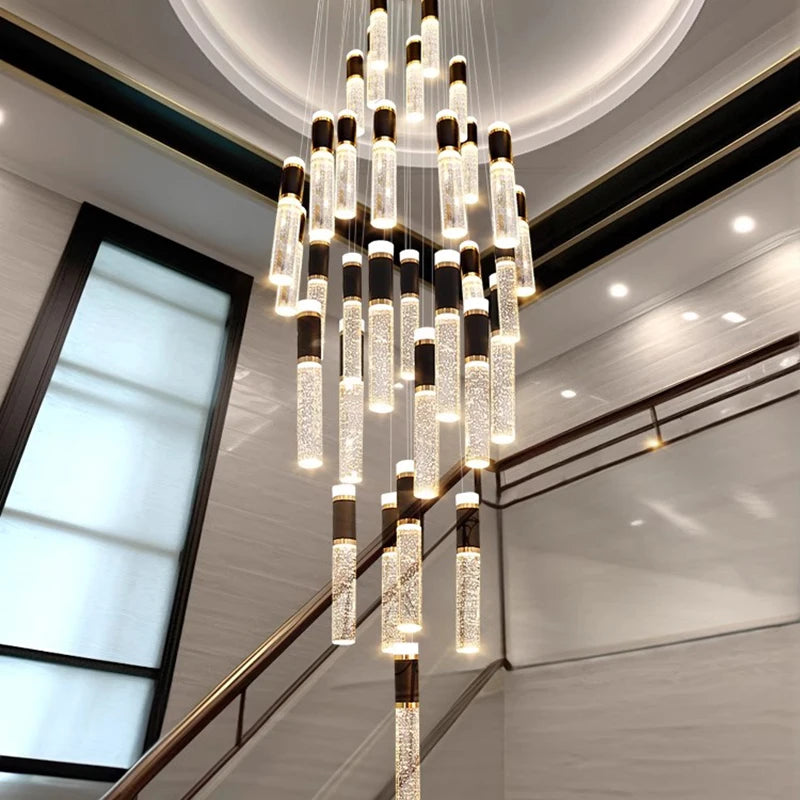 Savenmade Crystal Staircase Pendant Chandelier for Living Room Lighting