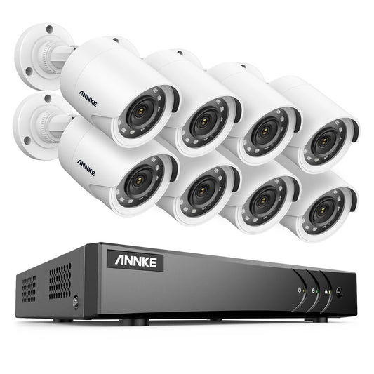 ANNKE 1080P H.265+ 8CH CCTV Camera DVR System 8pcs IP66 Waterproof 2.0MP Bullet Cameras Home Video Security CCTV Kit