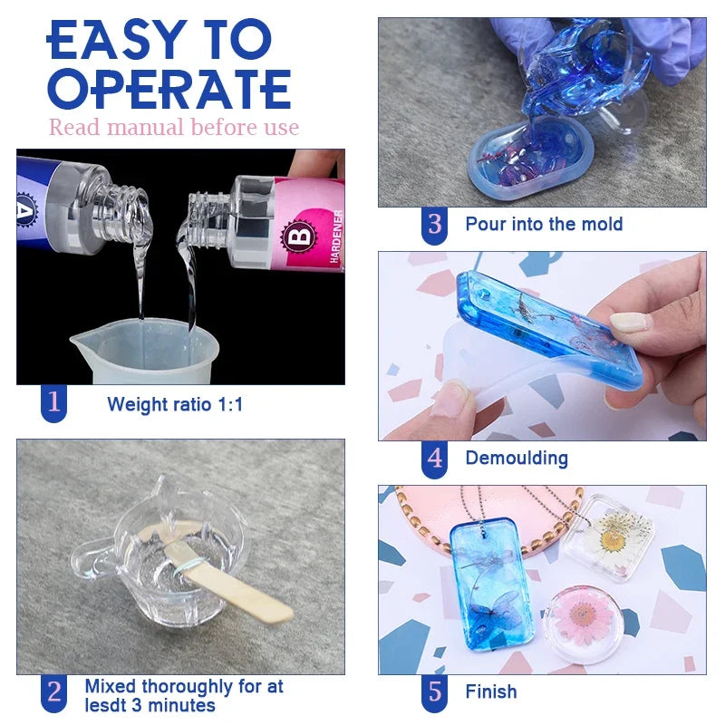 Crystal Clear Epoxy Resin Kit High Gloss For Coating And Casting Jewelry Making Projects