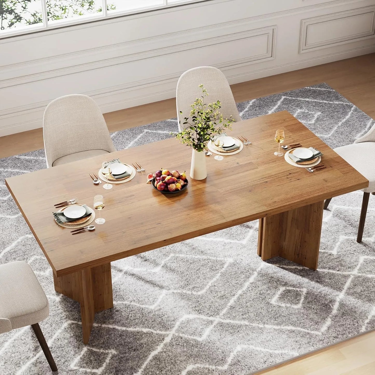 Little Tree Farmhouse Dining Table for Living and Dining Rooms